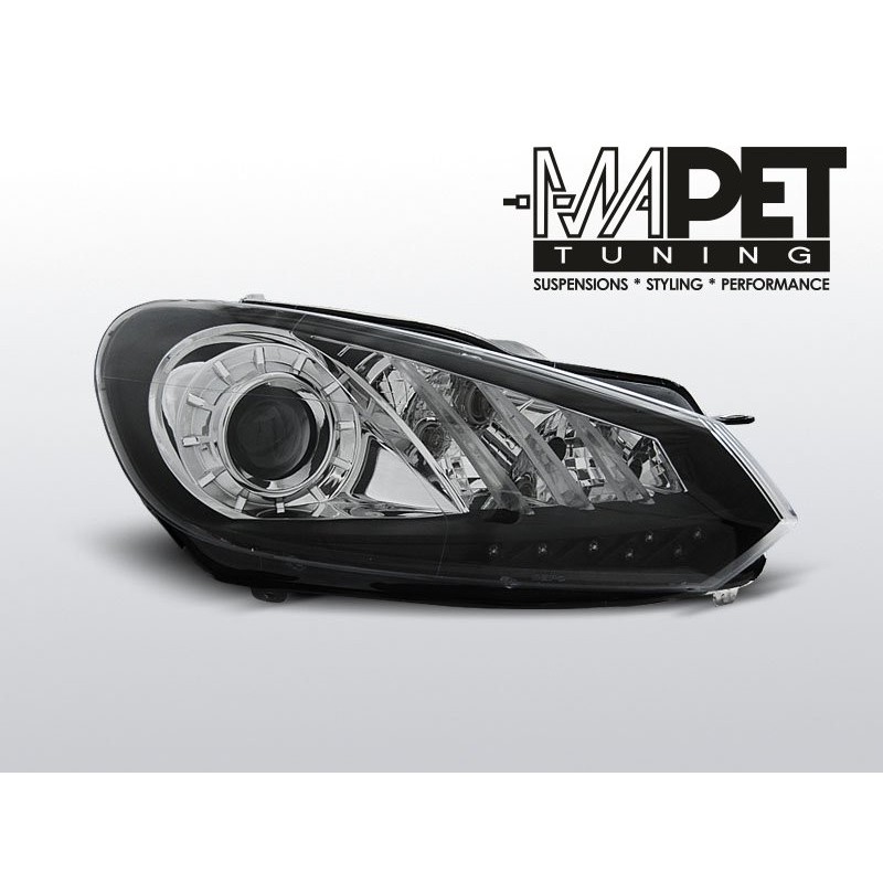 VW Golf 6 BLACK LED - paski i diody LED DRL dzienne LPVWG7