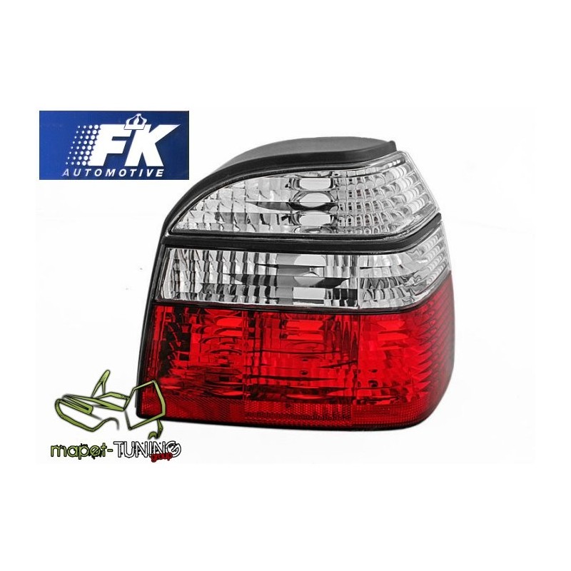 VW Golf 3 clearglass Red/White Czerwono/Białe  DEPO LTVW97