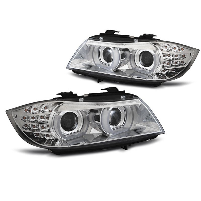 BMW E90 / E91 Xenon  Angel Eyes CHROM diodowe Ringi 3D LED  LPBML1