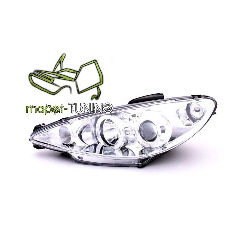 Peugeot 206 02- ANGEL EYES CHROM + RINGI  LPPE07