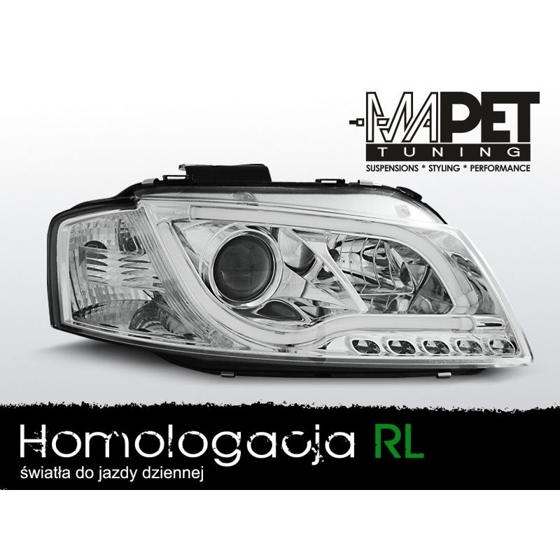 Audi A3 8P 03-08 Tube Light CHROM LED DRL - do jazdy dziennej LPAUB0