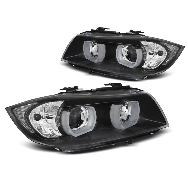 BMW E90 / E91 H7  Angel Eyes BLACK diodowe Ringi 3D LED  LPBMI4