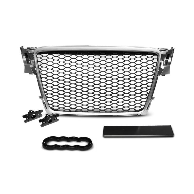 GRILL AUDI A4 B8 RS look 08-11 Czarny / Srebrny GRAU03