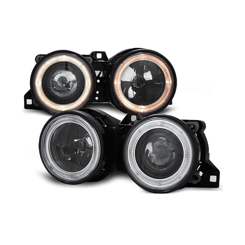 BMW E30 BLACK Angel Eyes soczewkowe Ringi DEPO LPBM23