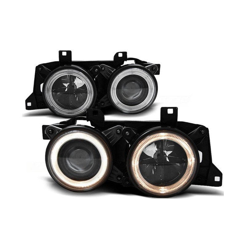BMW E32 Angel Eyes z BLACK - czarne + ringi DEPO  LPBM60
