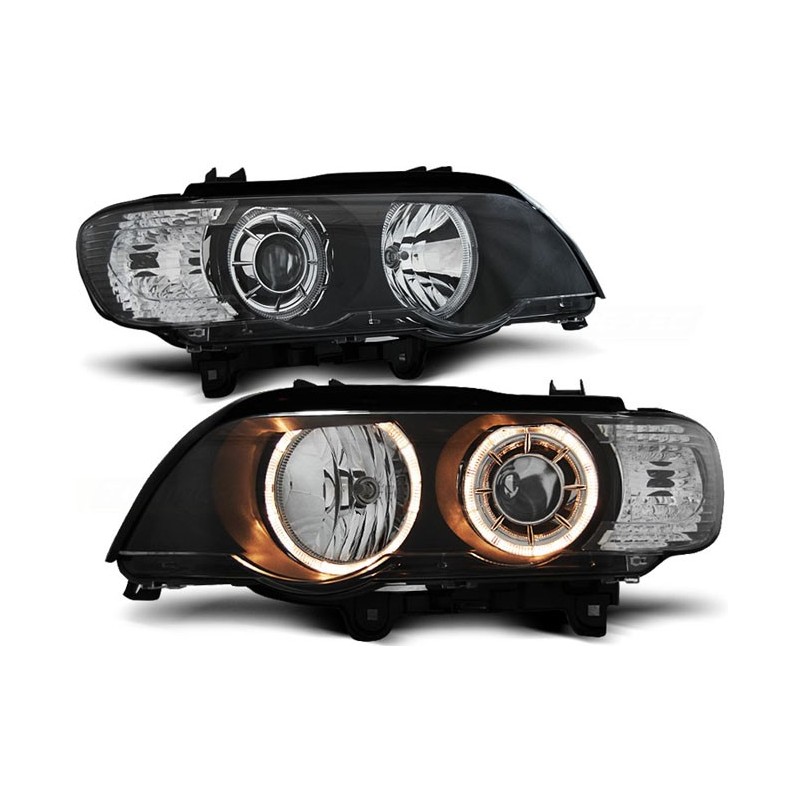 BMW E53 X5 Angel Eyes BLACK czarne Ringi H7 DEPO LPBM59