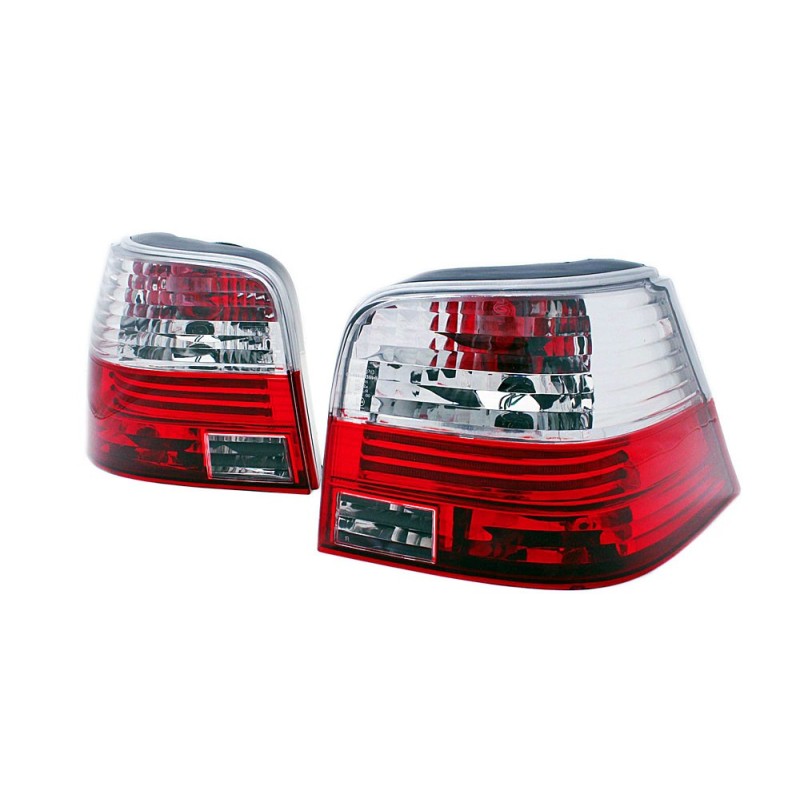 VW Golf 4  clearglass RED WHITE - czerwono / białe  LTVW03 DEPO