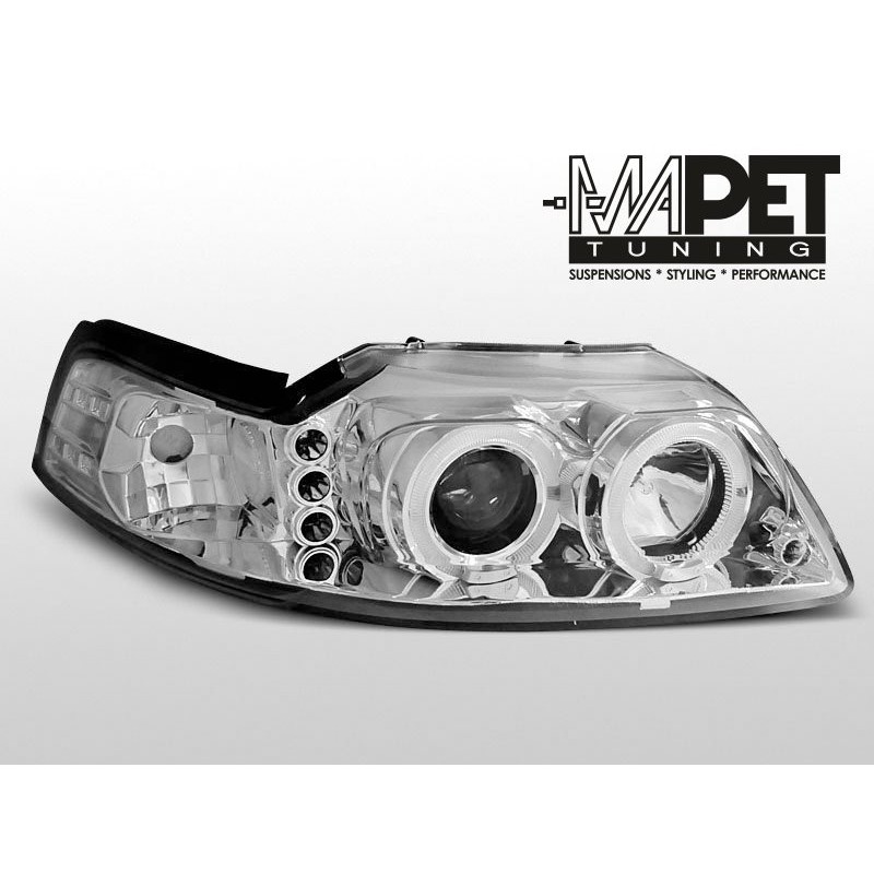 Ford Mustang 99-04 clear Angel Eyes CHROM soczewka ringi LPFO32