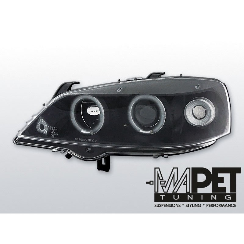 Opel Astra G clear BLACK Angel Eyes soczewka ringi LPOP19