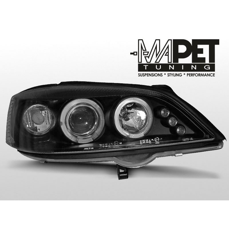 Opel Astra G clear BLACK Angel Eyes soczewka ringi LPOP18