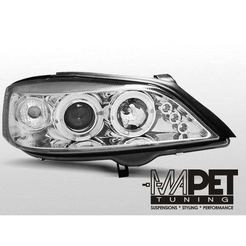 Opel Astra G clear CHROM Angel Eyes soczewka ringi LPOP17