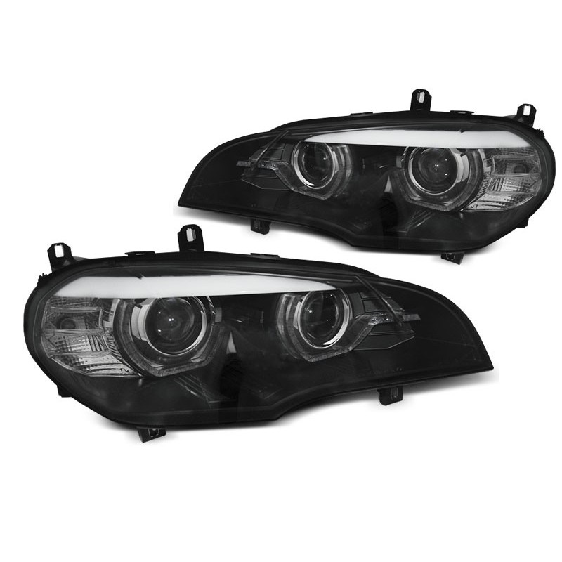 Lampy BMW X5 E70 07-10 Xenon AFS BLACK diodowe LED DRL dzienne  LPBMK0
