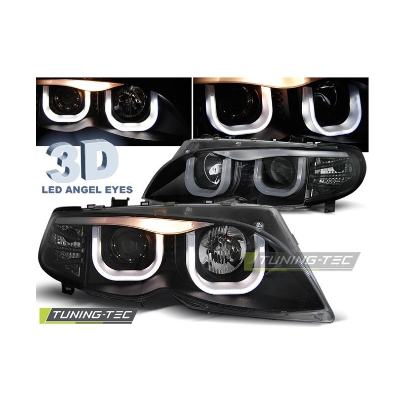 BMW E46 Sedan / Touring 01-05 Angel Eyes BLACK Ringi 3D LPBM96