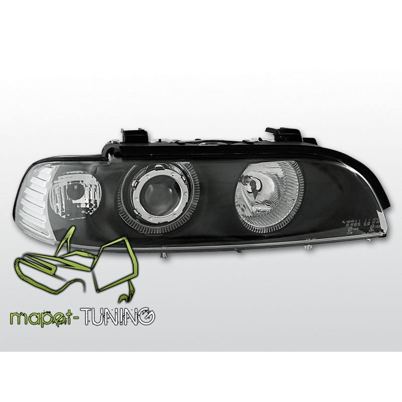 BMW E39 BLACK clearglass Angel Eyes z soczewką + ringi LPBM09