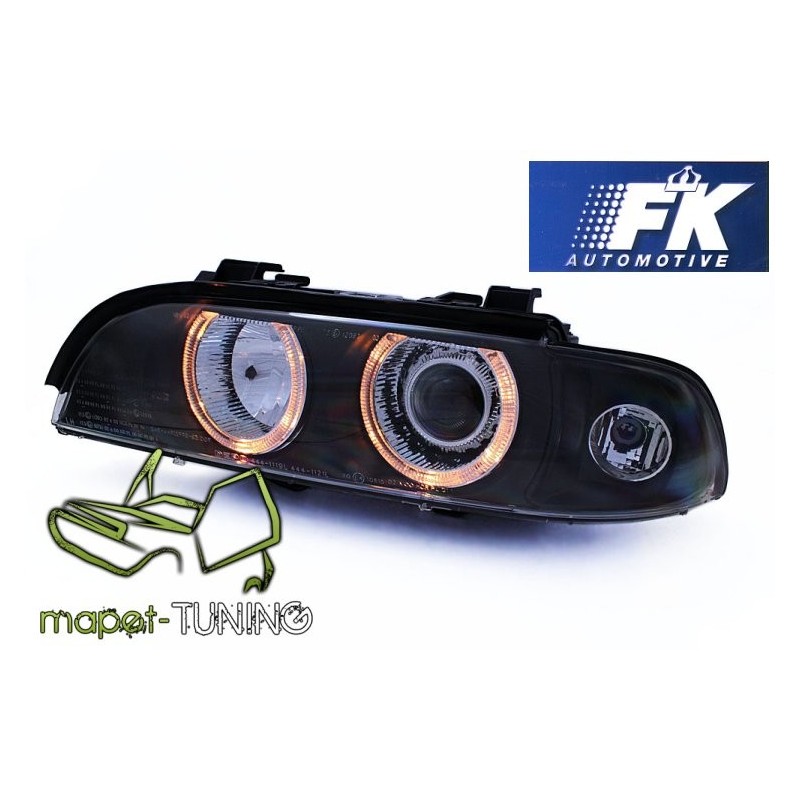 BMW E39 BLACK clearglass Angel Eyes D2S + ringi DEPO LPBM92