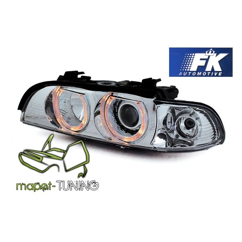 BMW E39 CHROM clearglass Angel Eyes D2S + ringi DEPO  LPBM91