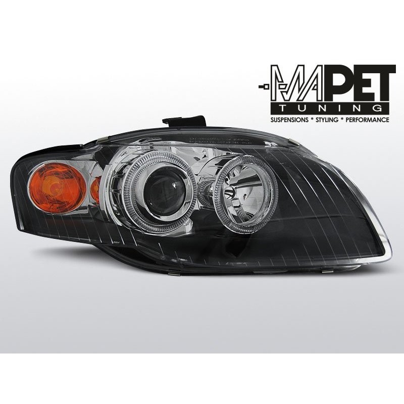 Audi A4 B7 04-08 Clearglass BLACK Angel Eyes Ringi LPAU58
