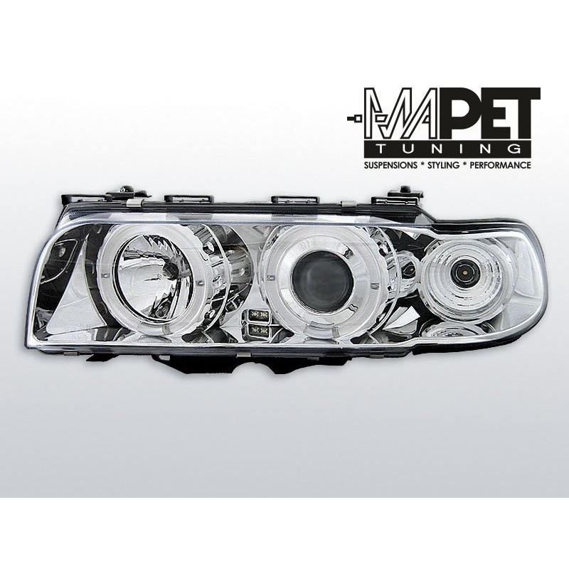 BMW E38 94-98 Angel Eyes CHROM Ringi soczewkowe czarne LPBM36