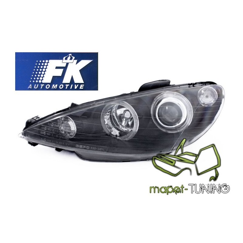 Peugeot 206 98-  Clearglass Angel Eyes Black - FK LPPE27