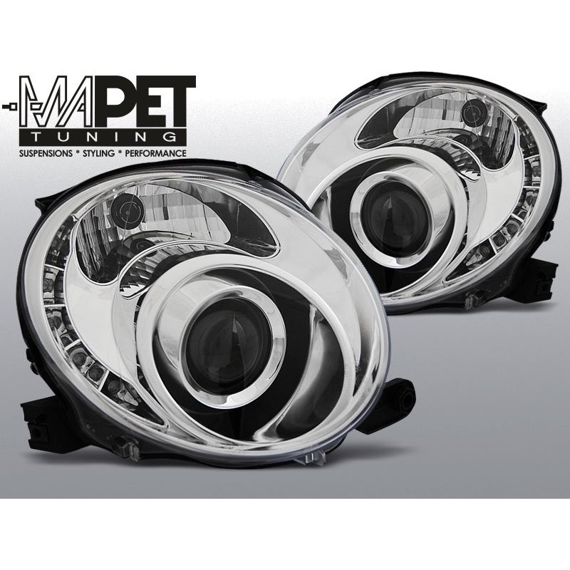 Reflektory FIAT 500 07- CHROM LED diodowe LPFI23