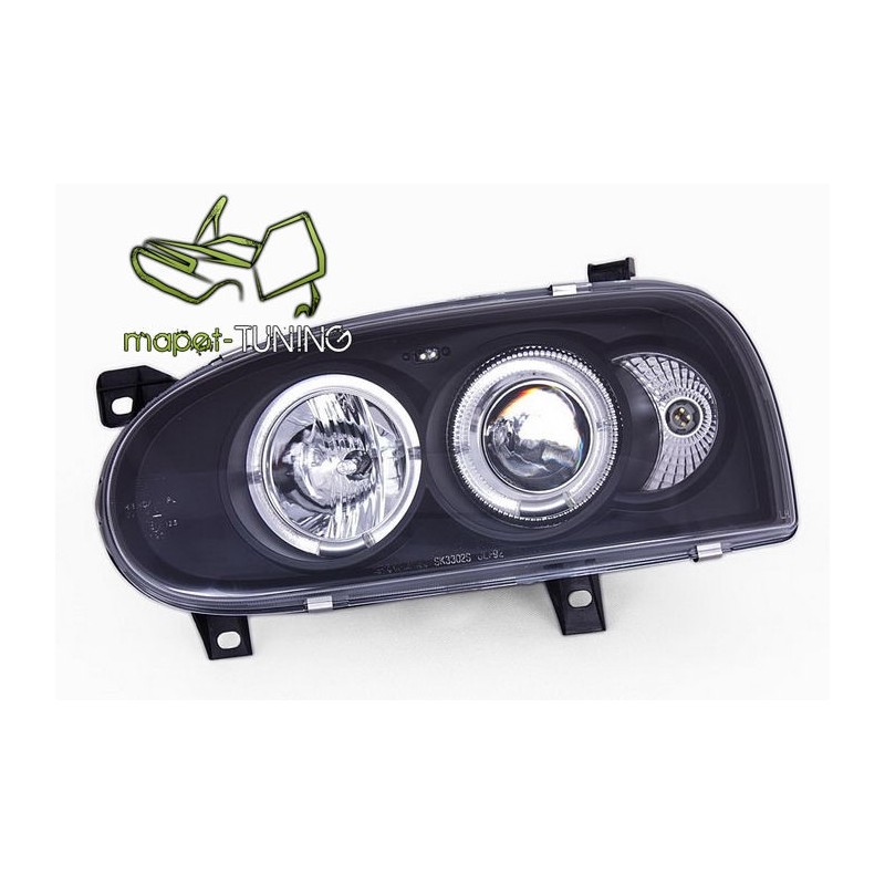 VW Golf 3 clear Angel Eyes BLACK soczewka ringi  LPVW04