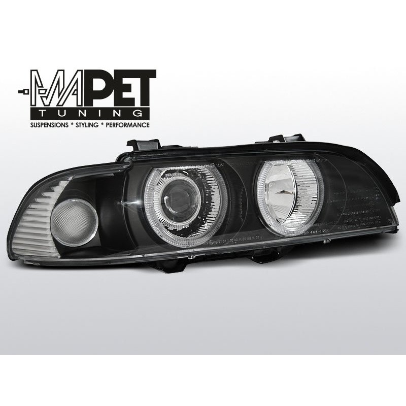 BMW E39 BLACK clearglass Angel Eyes D2S + ringi LPBM07