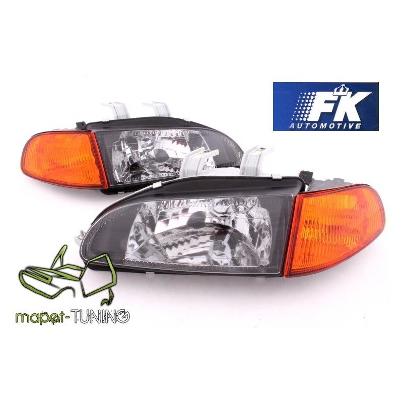 Honda Civic 91-95 clear BLACK + kierunkowskazy Amber JDM LPHO15